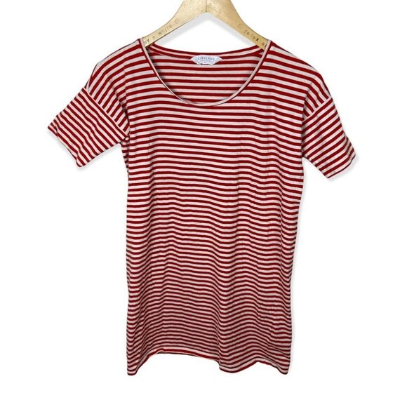 Everlane The Cotton Striped Tee Dress Red White Size XXS Round Neck Casual Mini - Picture 3 of 9